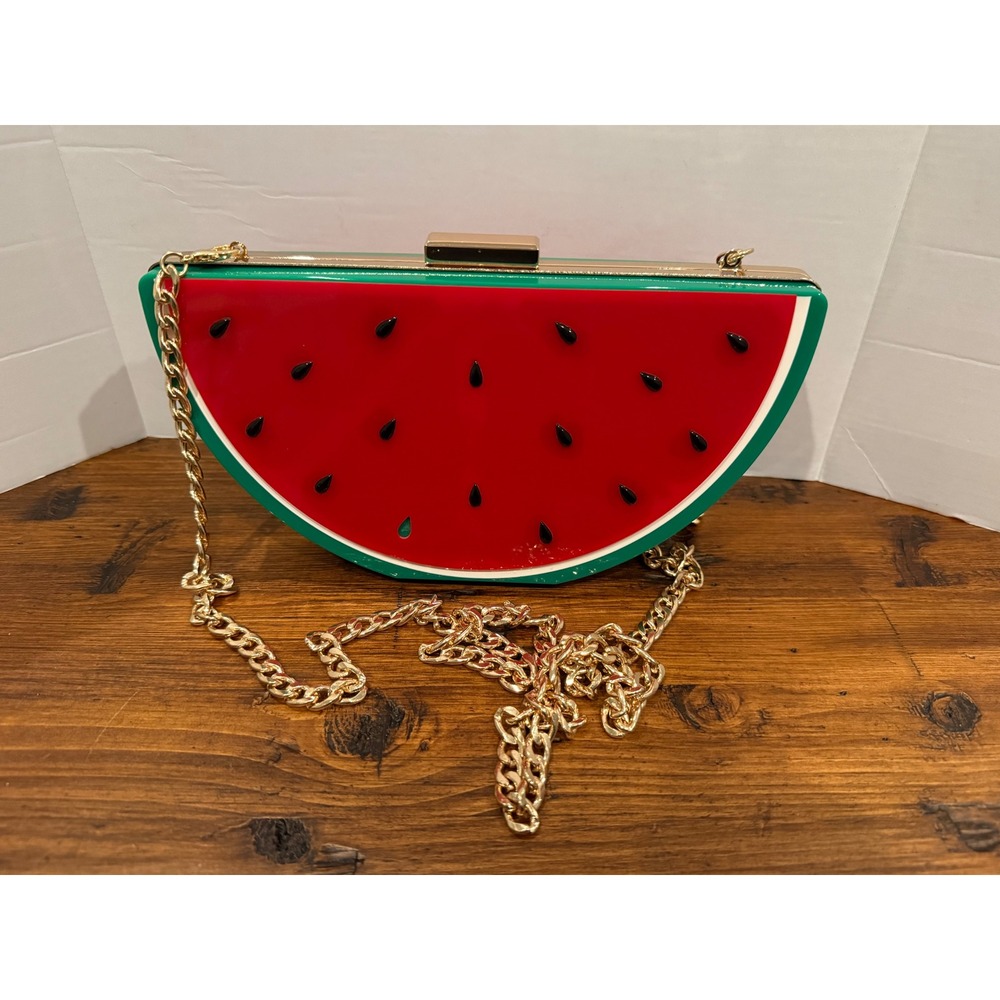 Pernille Rosenkilde Anthropologie Fruit Watermelon Clutch Crossbody Bag Red